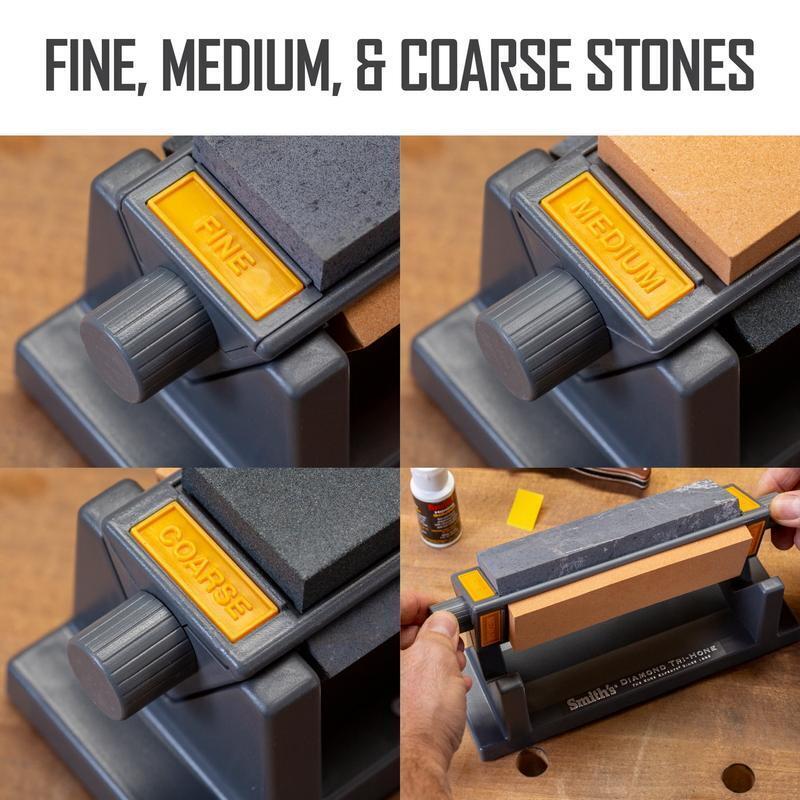 Synthetic Stones 3-Sided Tri-Hone Sharpening System Honing Oil Tools Angle Guide