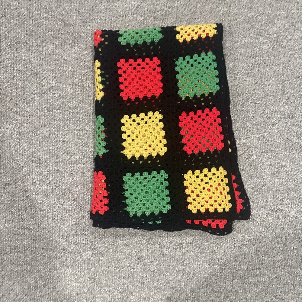 Granny Square Crochet Blanket Patchwork Quilt 64 X 48