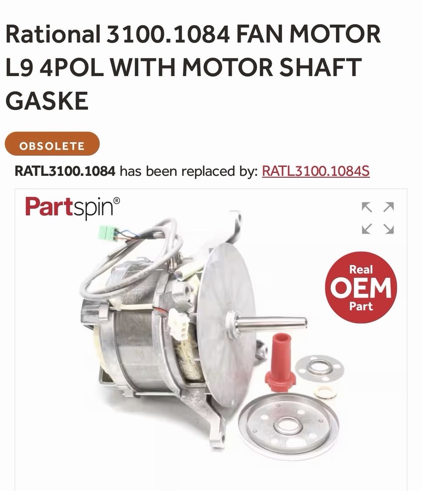 Rational 3100.1084 FAN MOTOR . Used. Tested.