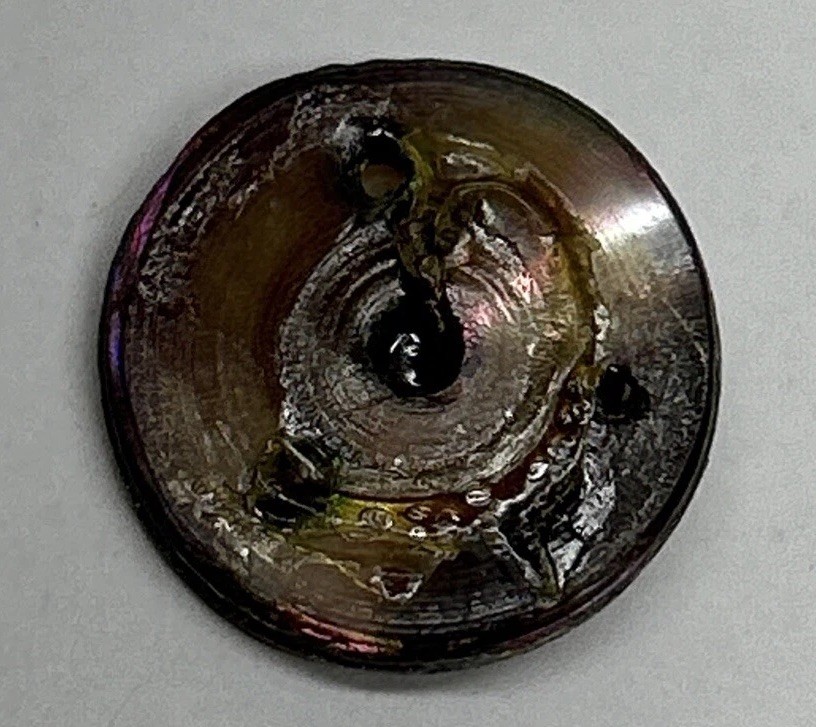 Vintage Abalone And Metal Shank Button Flower Design