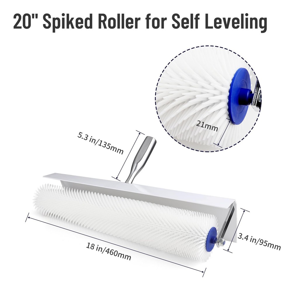 Spiked Roller for Self Leveling, 20"x 1" Self Leveling Cement Tools Epoxy Flo...