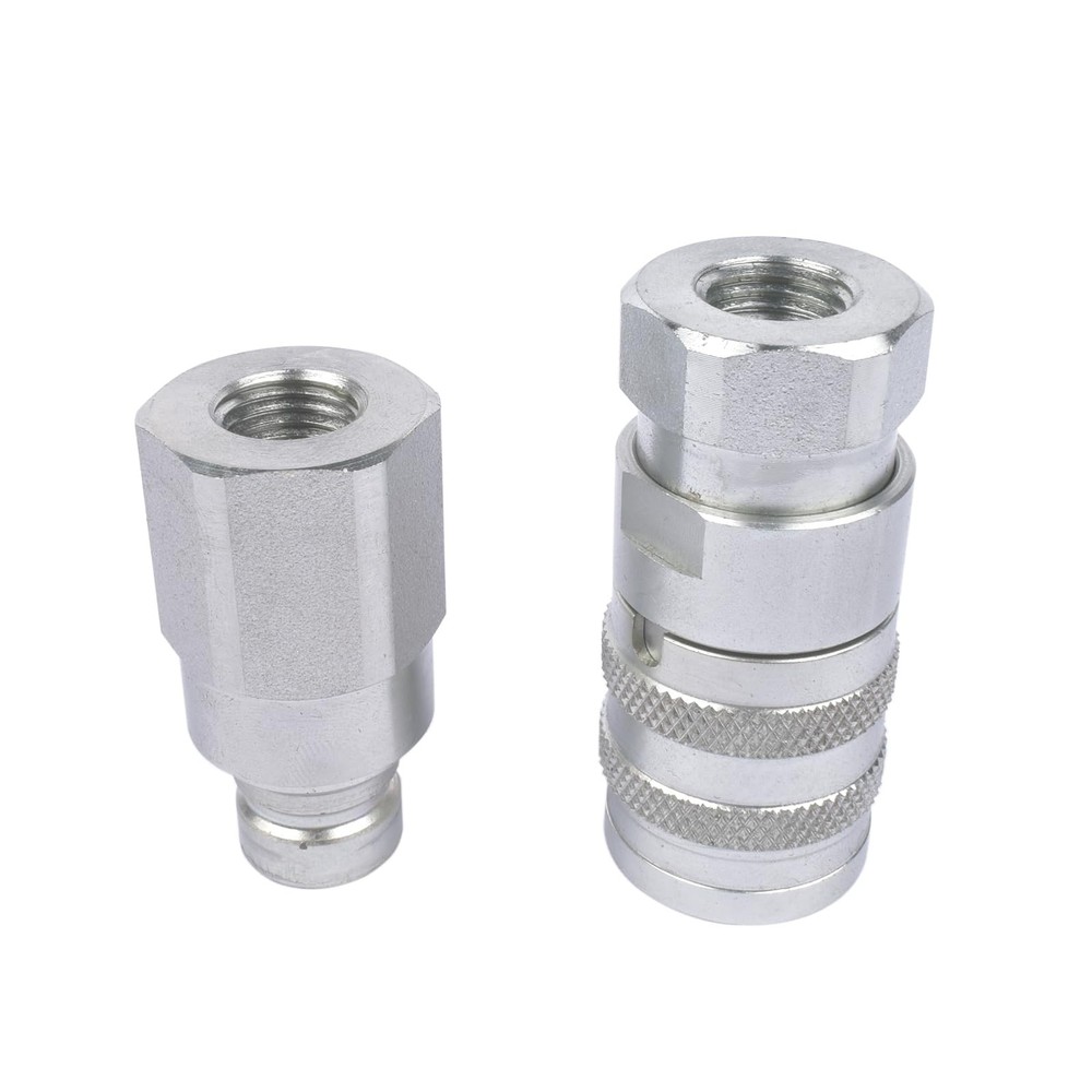 1/4" NPT Thread, 1/4" Body Flat Face Hydraulic Quick Connect Coupler Set w/Du...