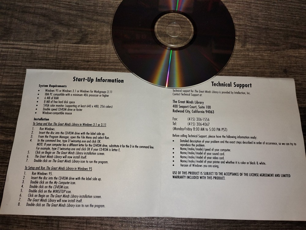 The Great Minds Library CD-ROM Intellection 1997 software for Windows 95/3.1