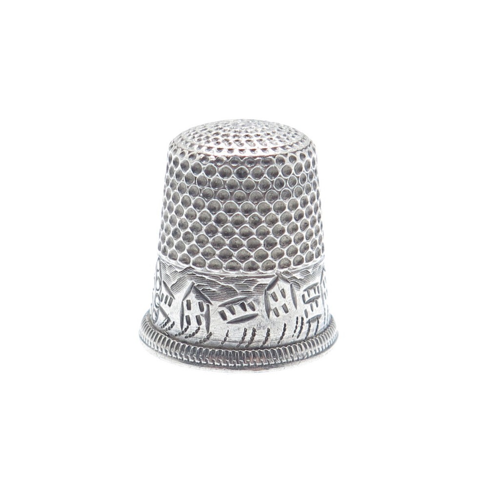 925 Sterling Silver Antique Art Deco Oxidized Thimble Size 6
