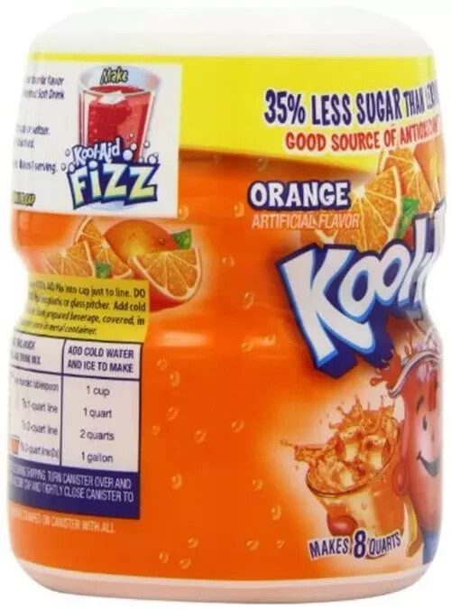 Kool-aid Orange soft drink Mix 19 Oz Container (Pack of 2)