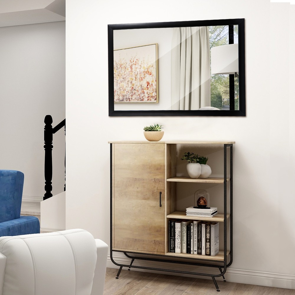 36" Rectangular Wall Mirror Makeup Mirror Bathroom Sturdy Metal Frame Home Decor