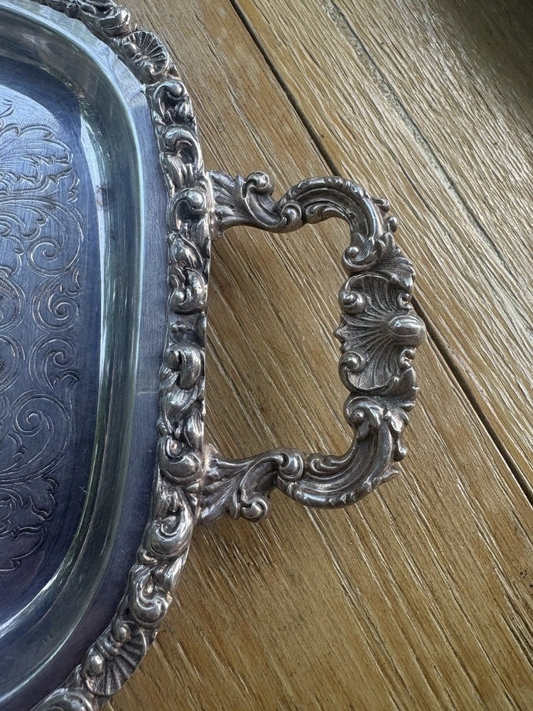 Vtg Crescent Silver Tray