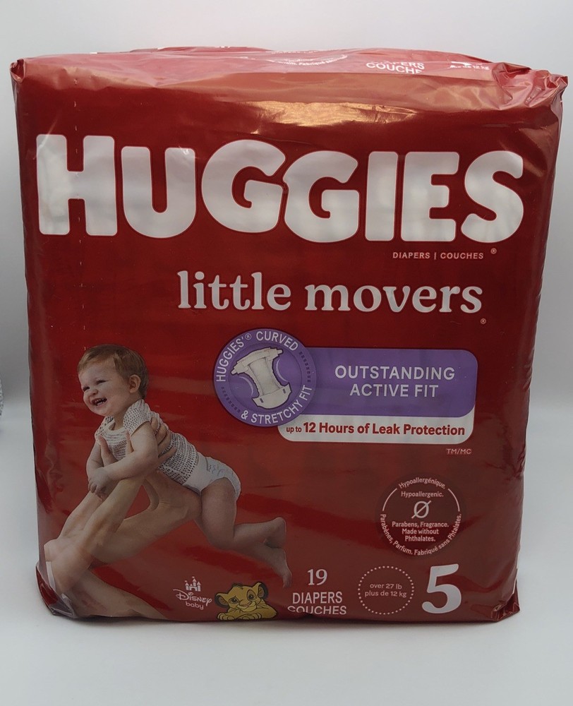 2 Pack Huggies Little Movers Baby Diapers size 5 (27+ lbs) 38 count