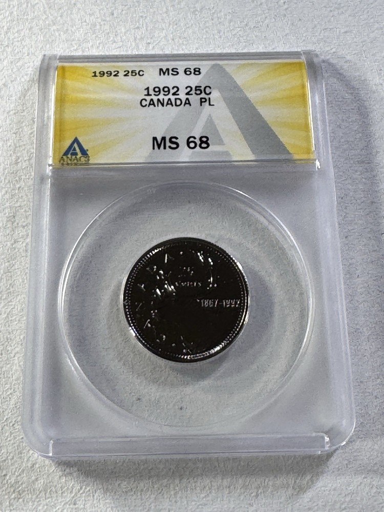 1992 Canada 25 Cents Proof Like Graded MS 68 by ANACS