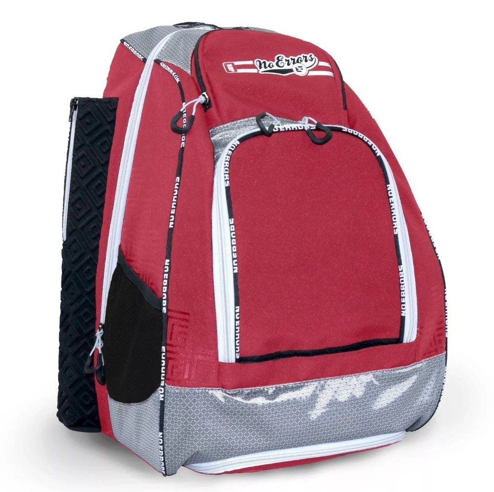 Baseball Softball Coaching Backpack Bat Bag "No Errors" RED New w/ Tags *Read