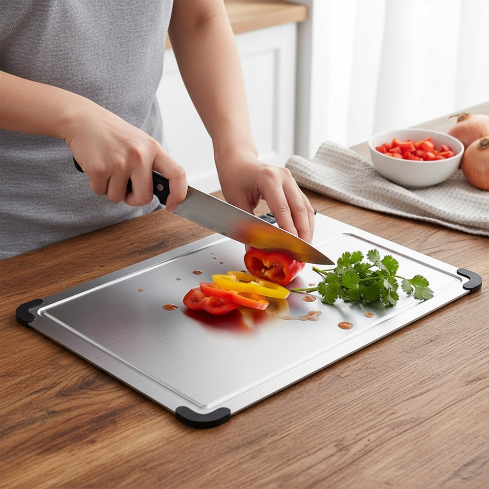 Premium Titanium Cutting Board with Dual Knife Sharpener, Coarse & Fine Sharp...
