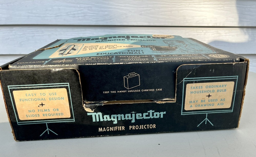 Magnajector Magnifier Projector Deluxe Complete Set W/ Flash Cards! Works!