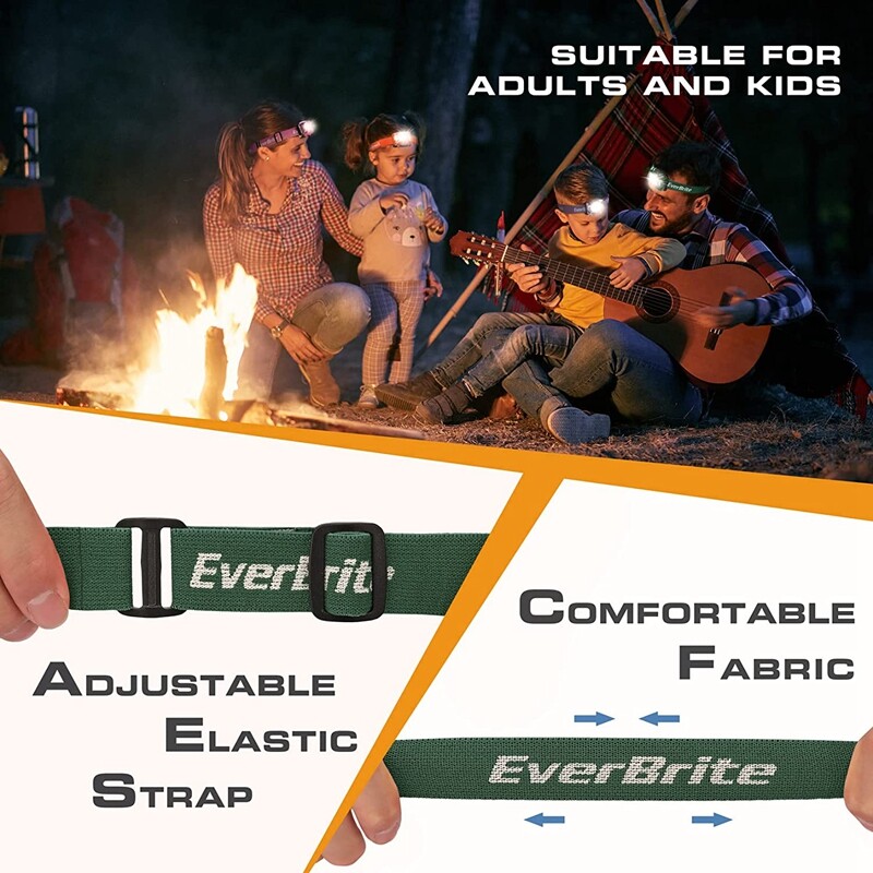 EverBrite Headlamp 5 Modes 5 Pack Kids Headlamp with Red Light & Memory Function