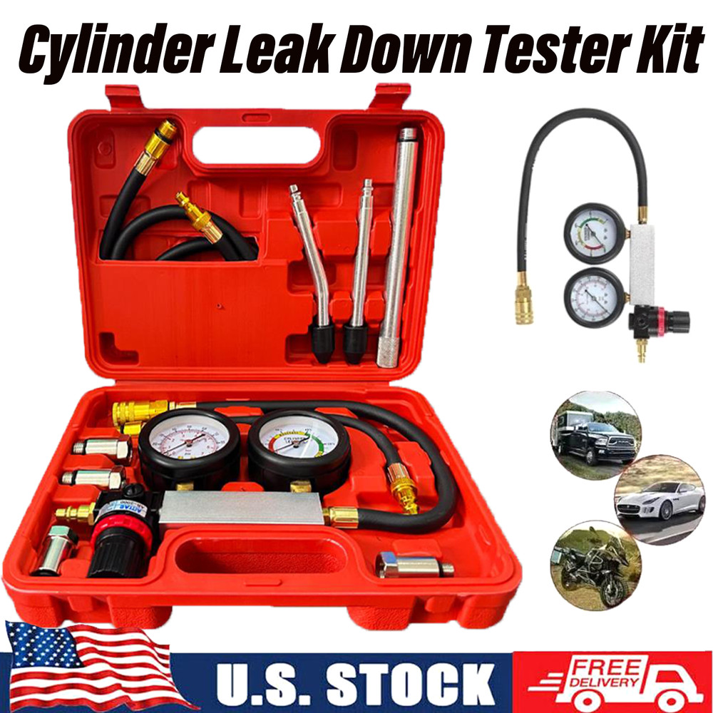 Cylinder Leak Down Tester Kit Engine Compression Test Leakage Detector Tool Set