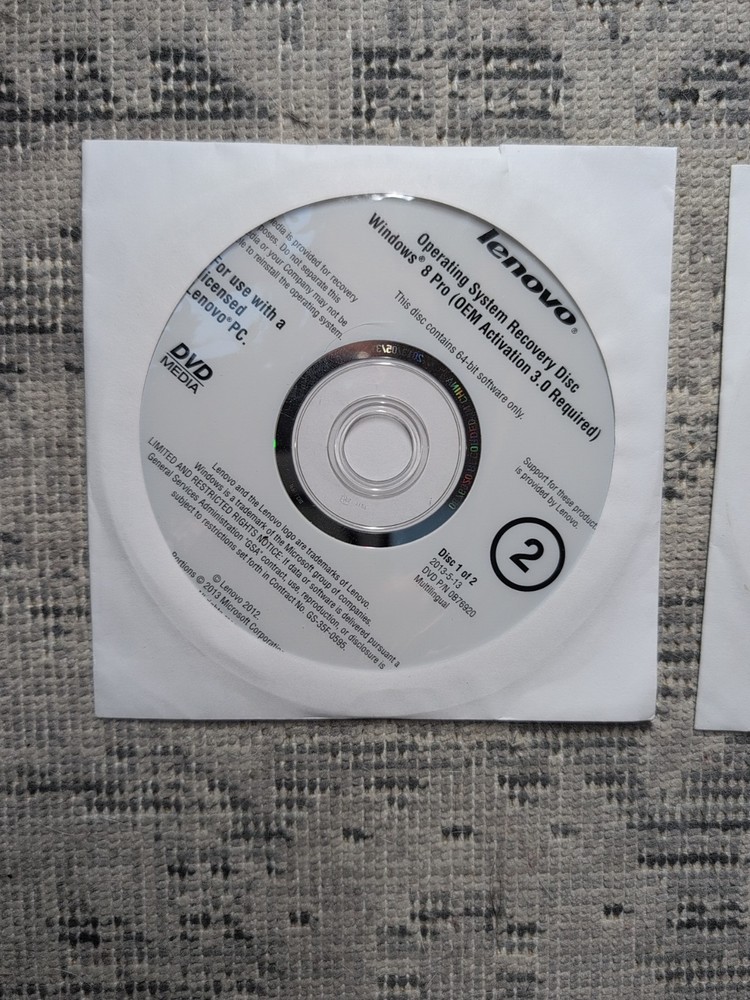 Lenovo System Recovery Disk Windows 8 Pro + application And Driver CD