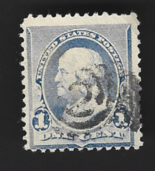 Scott# 219 1c FRANKLIN Regular Issue with a Numeral "2" Cancel - (A-5)