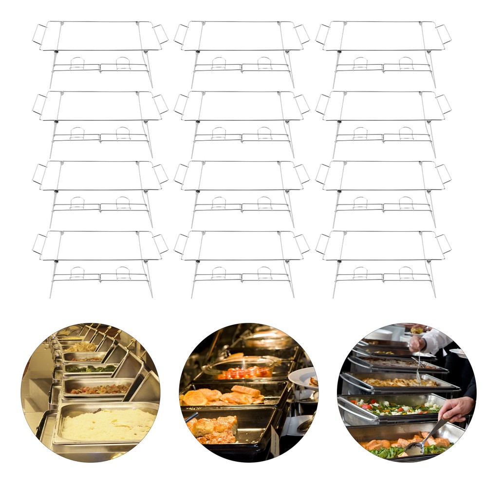 12pcs Foldable Chafing?Wire Racks Full Size Catering Buffet Stand Serving Tray