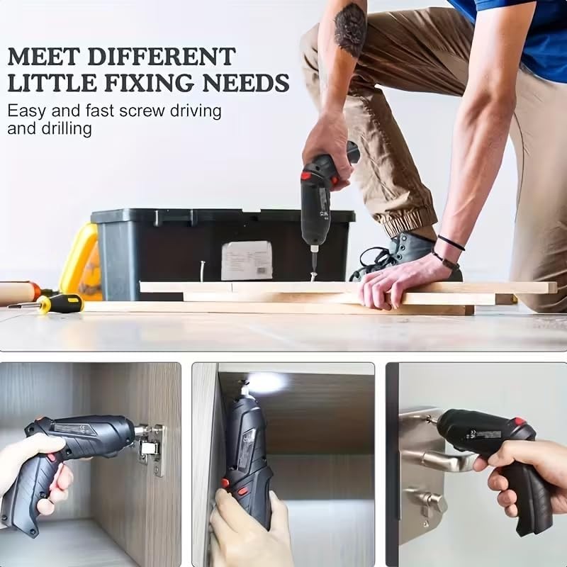Versatile Cordless Screwdriver with 47-Piece Tool Set & Easy USB Charging