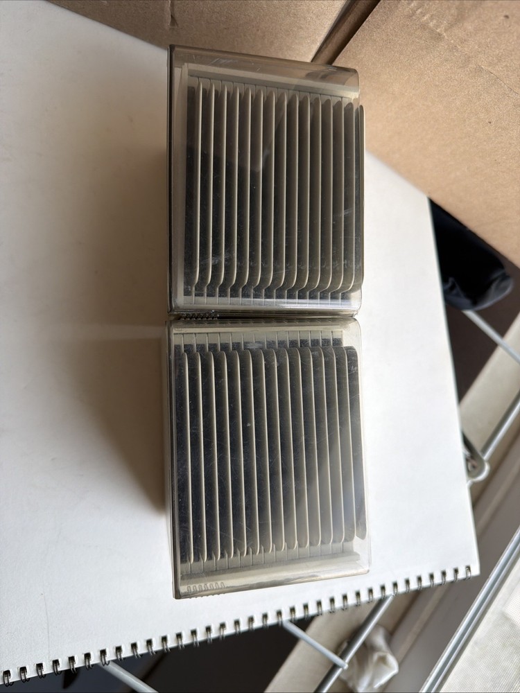 Two Fellowes STEP CUBE 3.5 Diskette File Storage Boxes One Has Damage See Pics