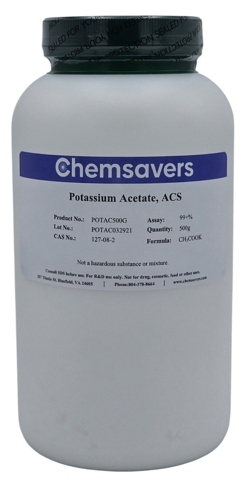 Potassium Acetate, ACS, 99+%, 500g