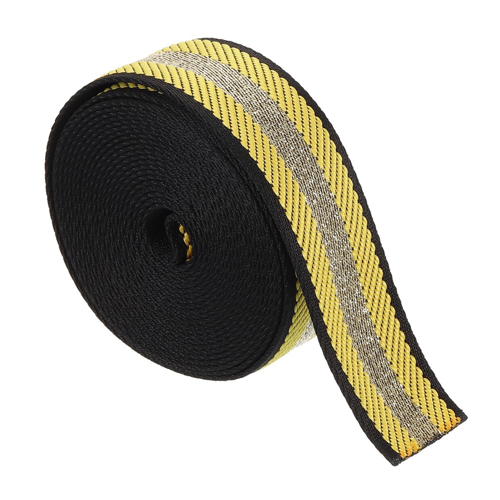 5Yards Nylon Webbing Strap, 38mm Striped Webbing Bag Strap, Yellow