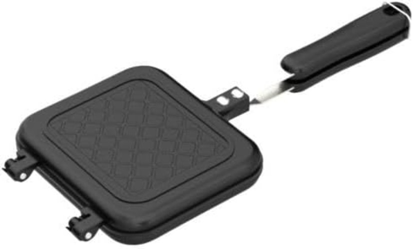 Versatile Non-Stick Grilled Sandwich & Mini Waffle Maker - Black Aluminum Design