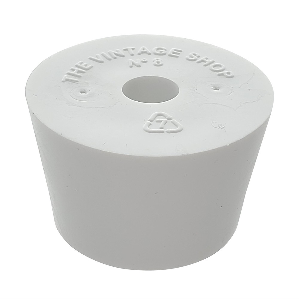 Rubber Stopper- Size 8- Drilled