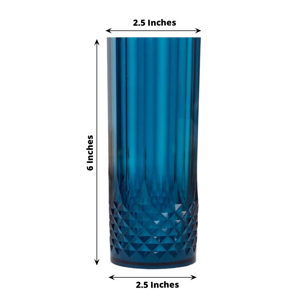 6 Navy Blue 14 oz Crystal Plastic Drinking Glasses Party Events Tableware