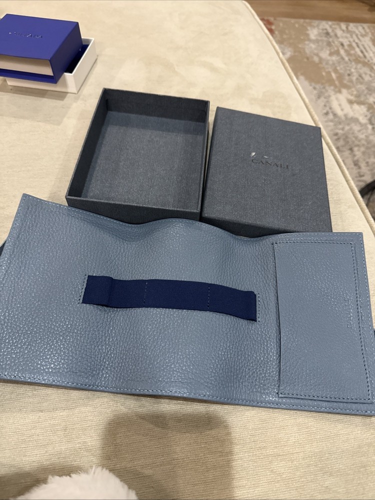 CANALI Blue Leather Passport Holder Authentic NWOT