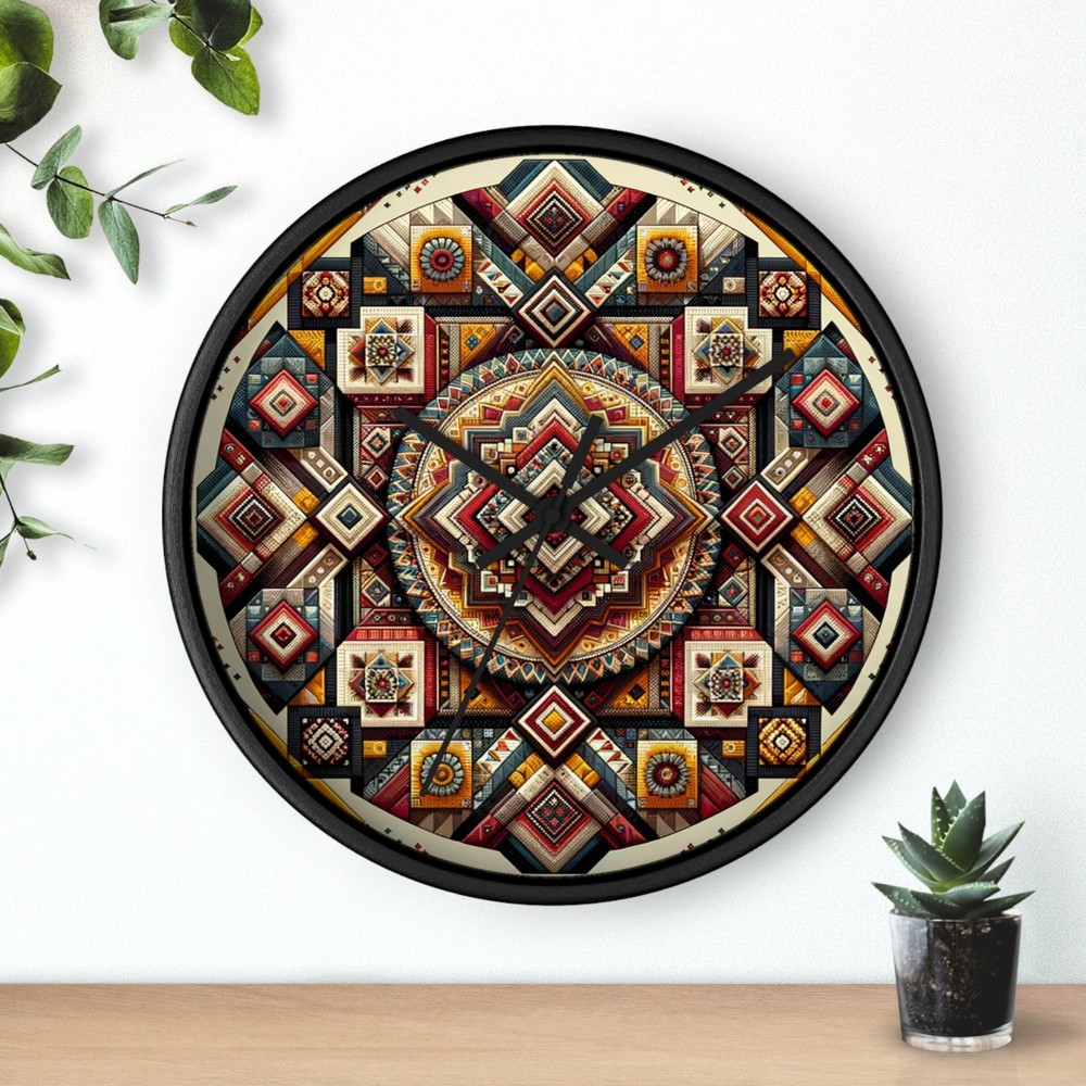 Home Decor Wall Clock Ethnic Patterns Vivid Textile Art Tapestry