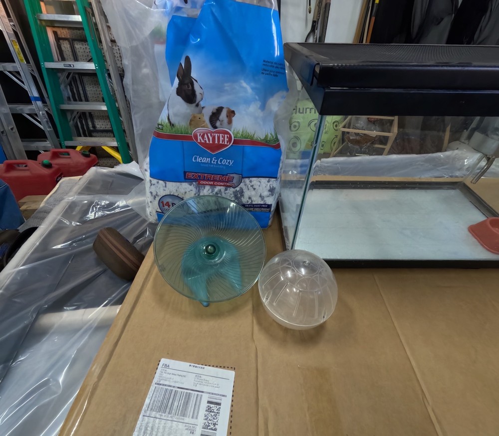 Hamster terrarium with supplies