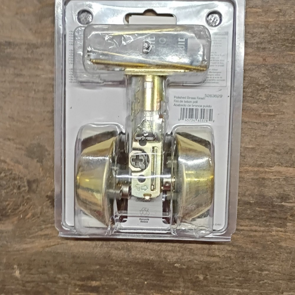 ProSource Double Cylinder Deadbolt Polished Brass Adjustable Latch Easy Install
