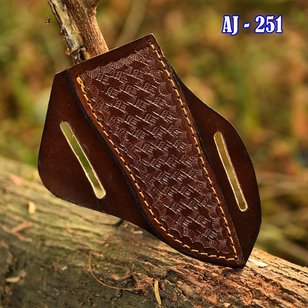 Custom Hand Craft Engraved Leather Knife sheath fixed Blade and folding Tool