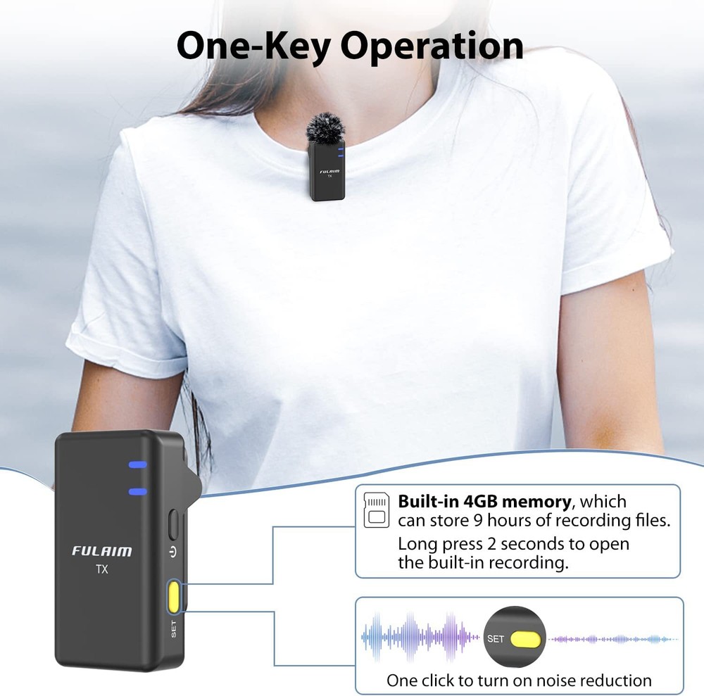 Wireless Lavalier Microphone System for DSLR Cameras/iPhone/Android FULAIM X5