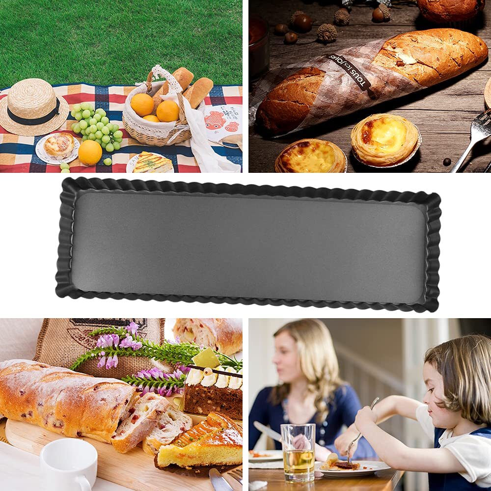 Cyimi Rectangular Tart Pan 14 Inch Nonstick Quiche Pie Pan with Removable Bot...