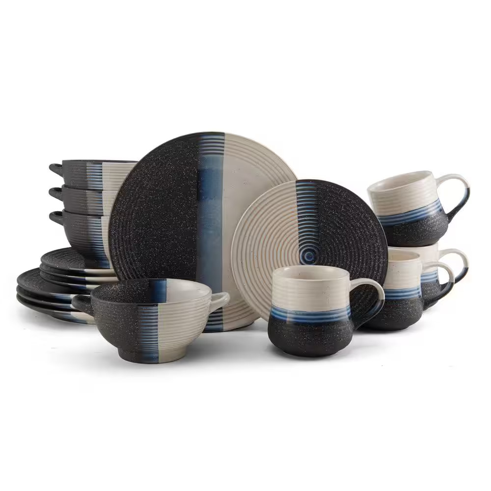 16 Piece Jaxon Multicolored Stoneware Dinnerware Set, Service for 4