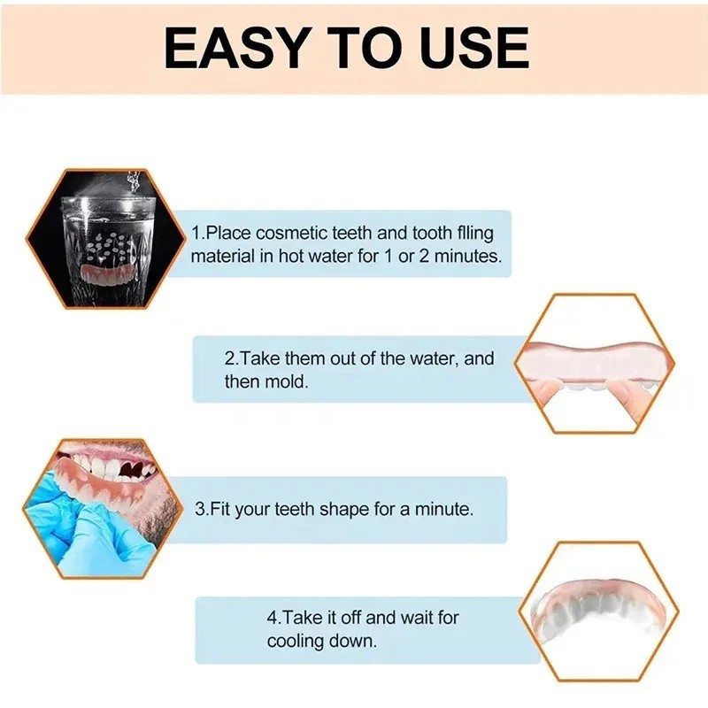 Silicone False Teeth Upper & Lower Smile Dental Veneers Dentures False Tooth**