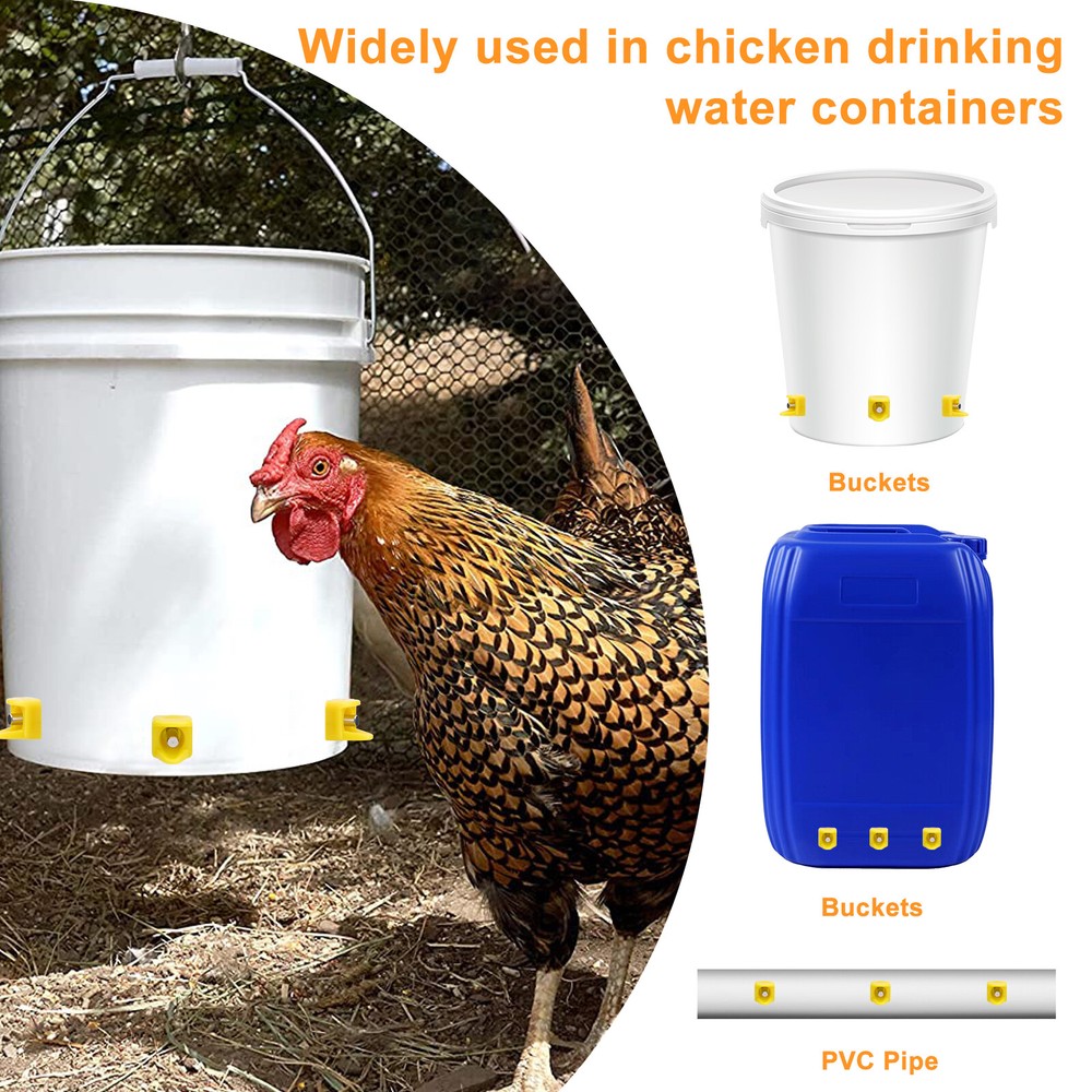 15Pcs Horizontal Chicken Waterer Nipple Automatic Poultry Waterer with Drill Bit