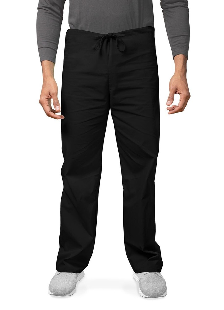 Adar Medical Black Practical Multi Pocket Scrub Set with Drawstring Size XL -701