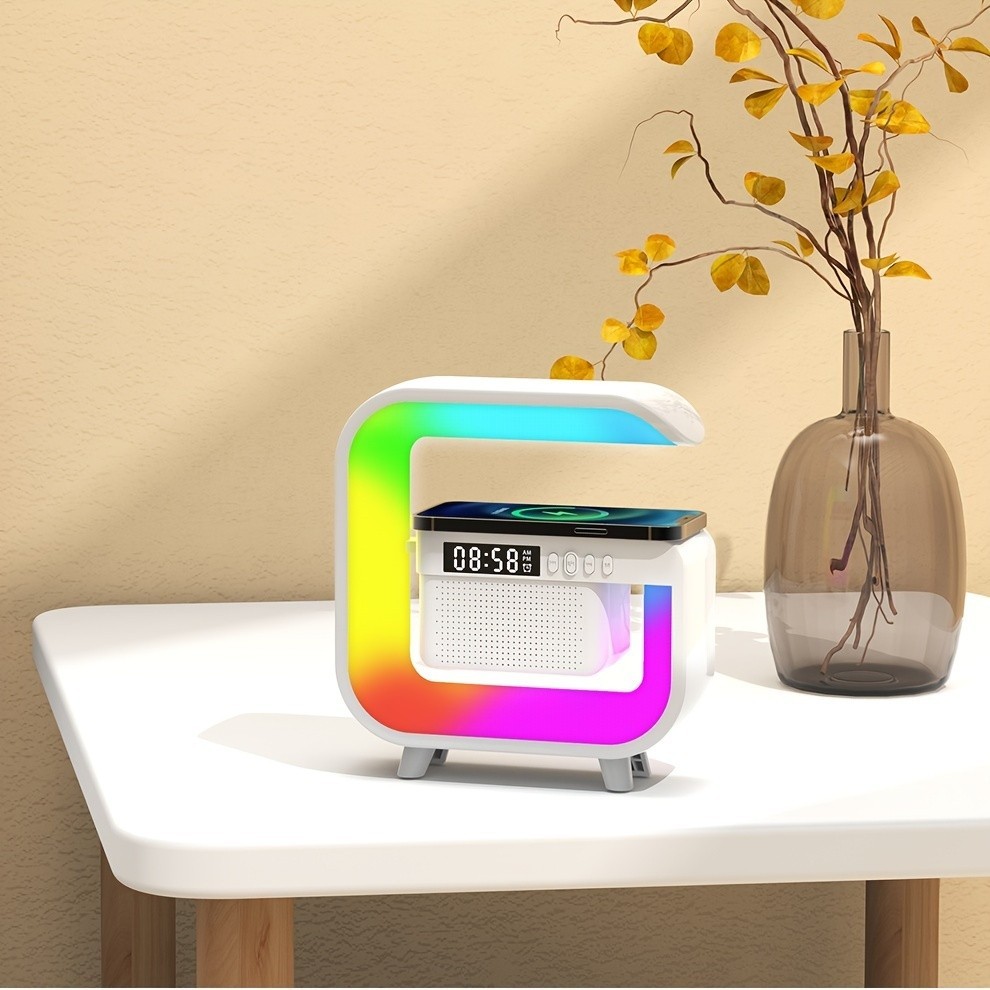 Desktop Alarm Clock with Multifunction Wireless Speaker - Button Control