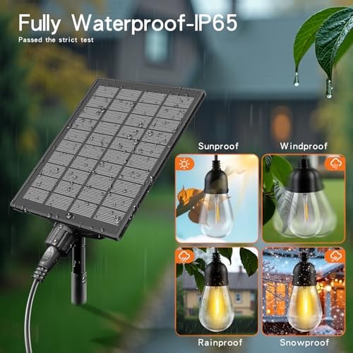 63FT Multi-Function Solar LED String Lights for Outdoor Use - 13 Lighting 63 BK