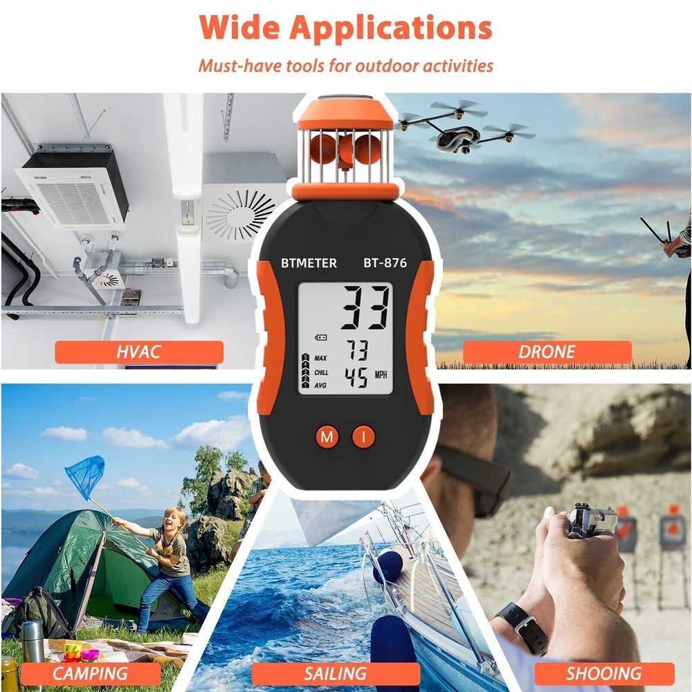 Wind Cup Anemometer Handheld Digital Wind Meter Air Speed 42m/s