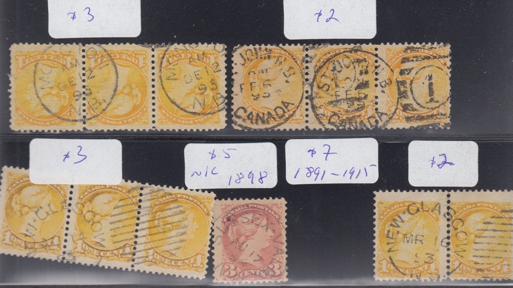 Small Queen CANCEL LOT Canada used, fancy, dated, corks, parcel, RPO's etc.