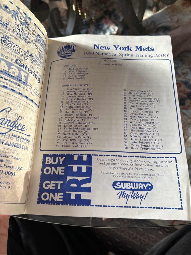 1990 YANKEES vs METS Spring Training SCORECARD PROGRAM