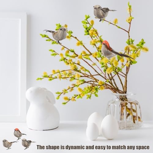 3 Pcs Artificial Sparrow Birds with Clip, Multi-colored, Solid Color, Chrome