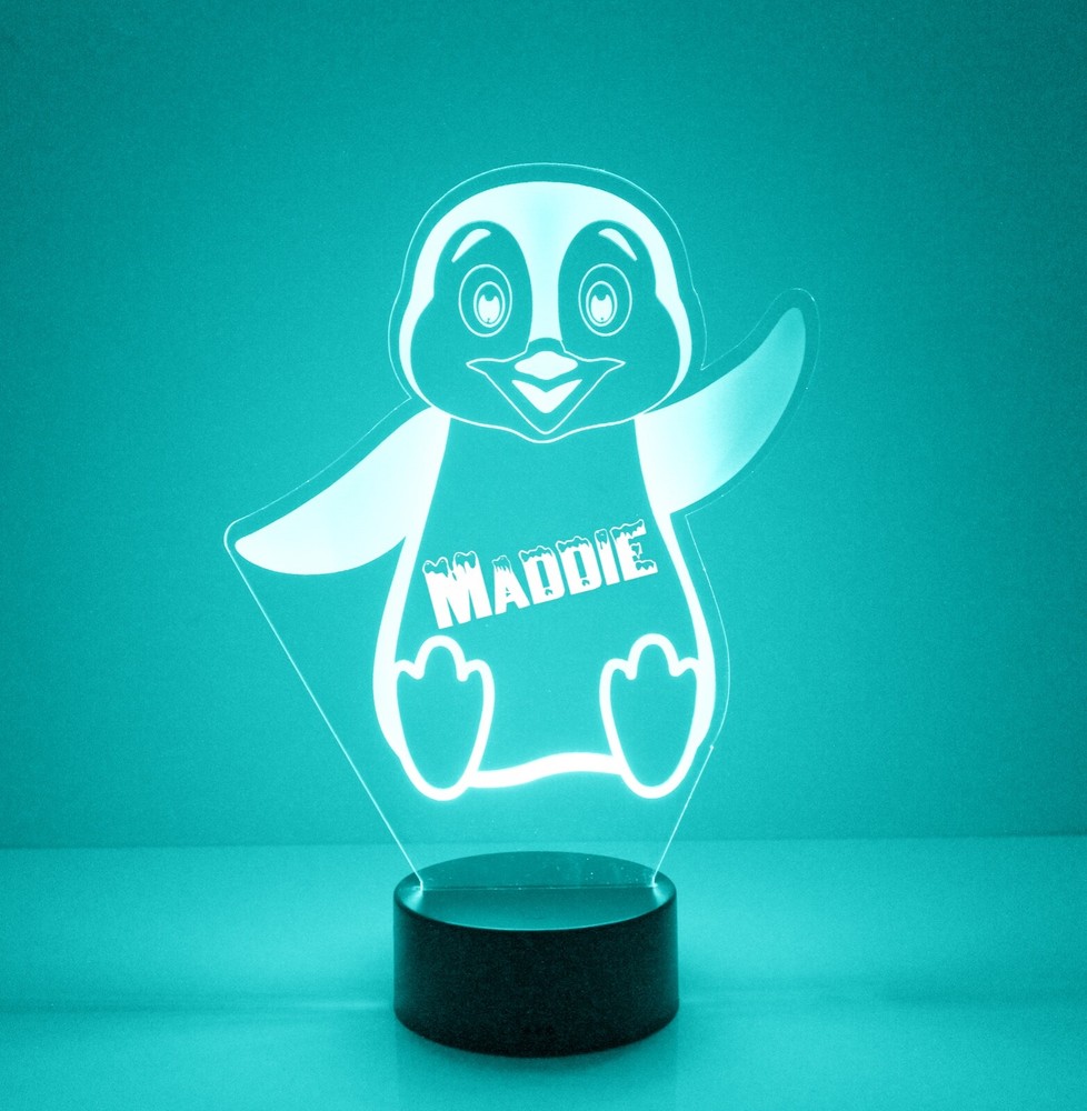 Penguin LED Night Lamp, With Remote, Personalized Free, Engraved Gift