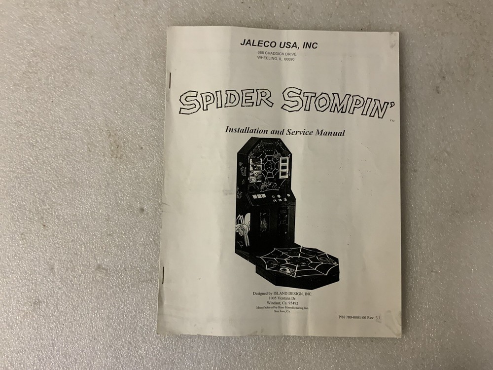 Spider Stomping Arcade Game Installation And Service Manual
