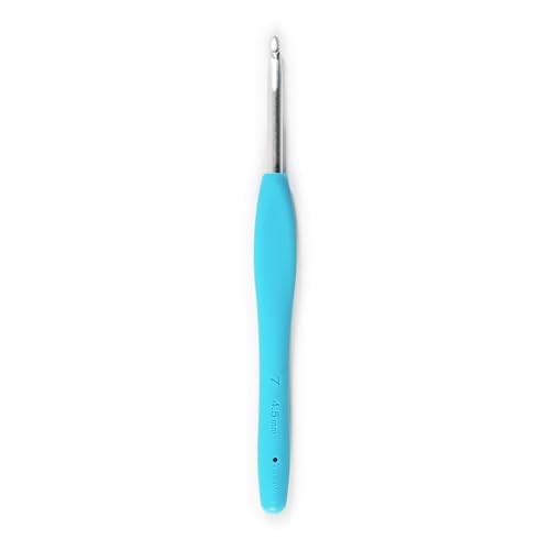Clover Amour 4.5Mm Size 7 Blue Crochet Hook With Easy Grip Handle