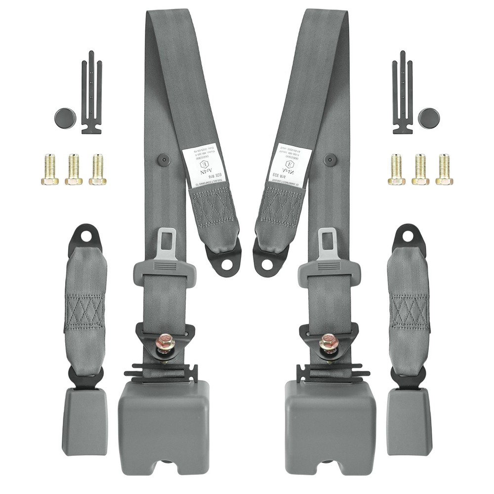 2X 3 Point Safety Adjustable Seat Belt Grey Vehicle For Jeep Wrangler US