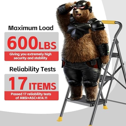 Step Ladder Foldable Folding 3 without Tool Platform, Black and Yellow